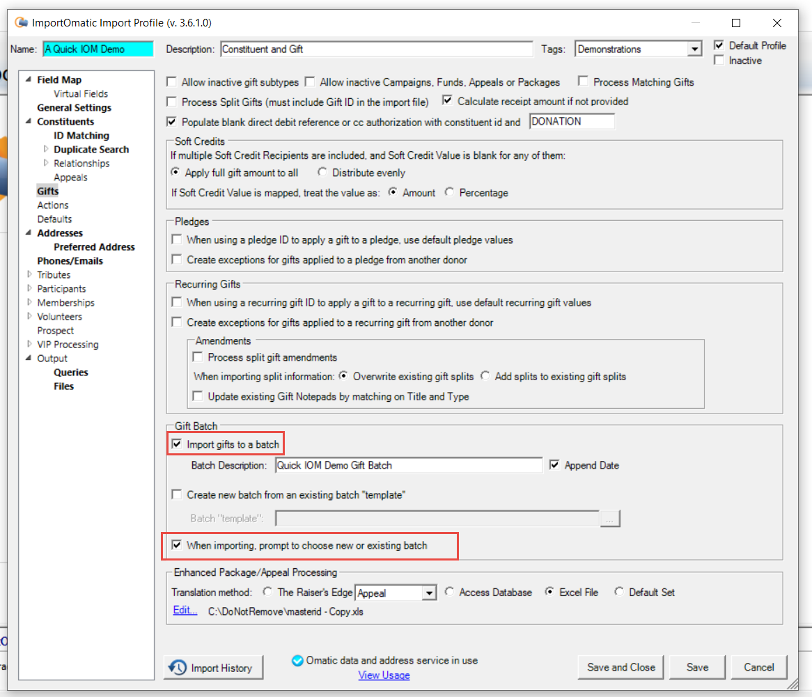 Importing Profile