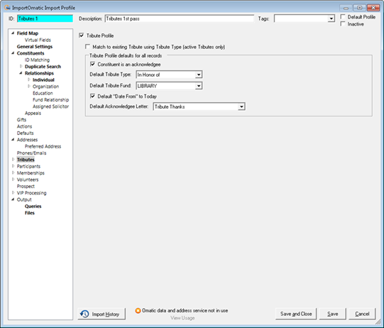 How To Map An Acknowledgee On A Tribute Import