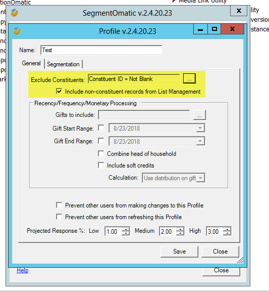 How to Run a Segmentation of Non-Constituent List Members Only