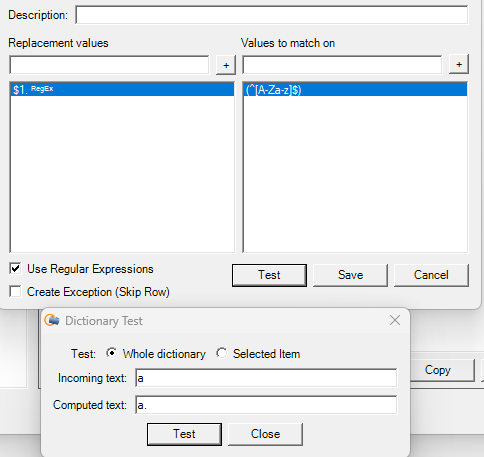 Adding a period after any initial when the field only contains a single ...