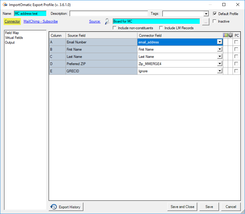 How to Refresh the Destination in a Connector Export Profile