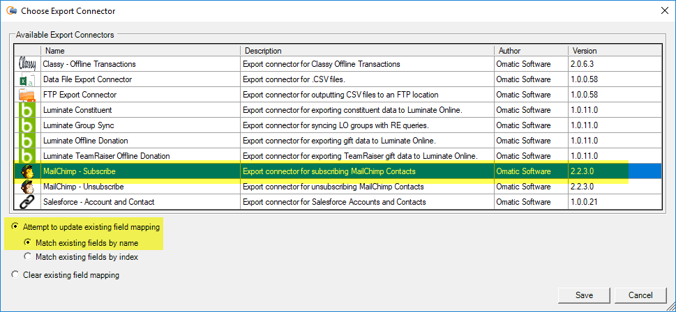 How to Refresh the Destination in a Connector Export Profile