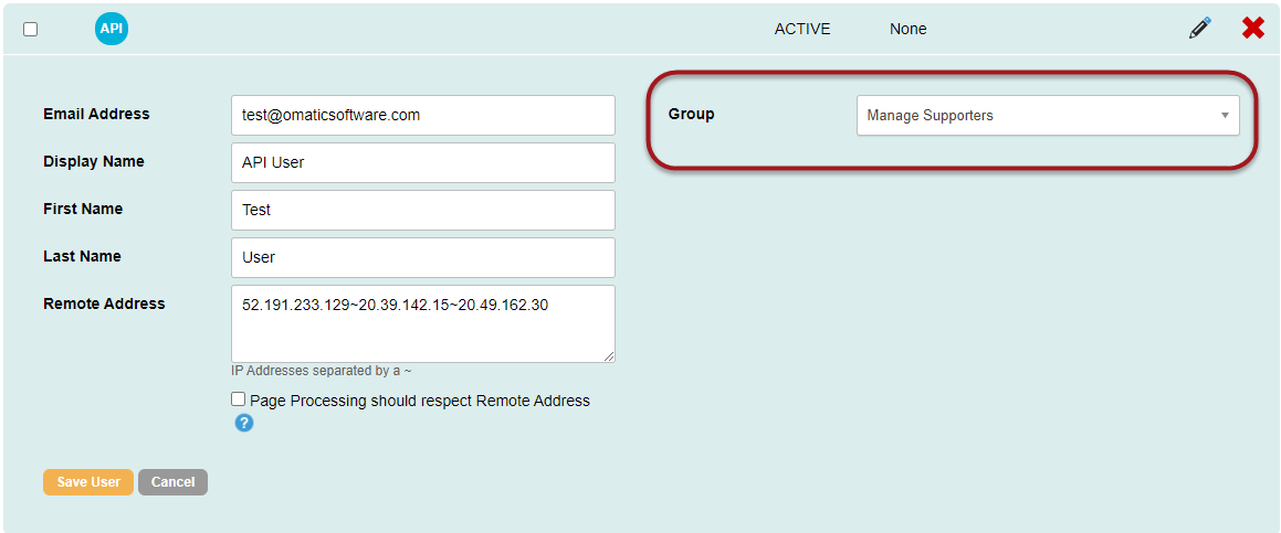 How to Set Up Permissions Needed for the Engaging Networks API User