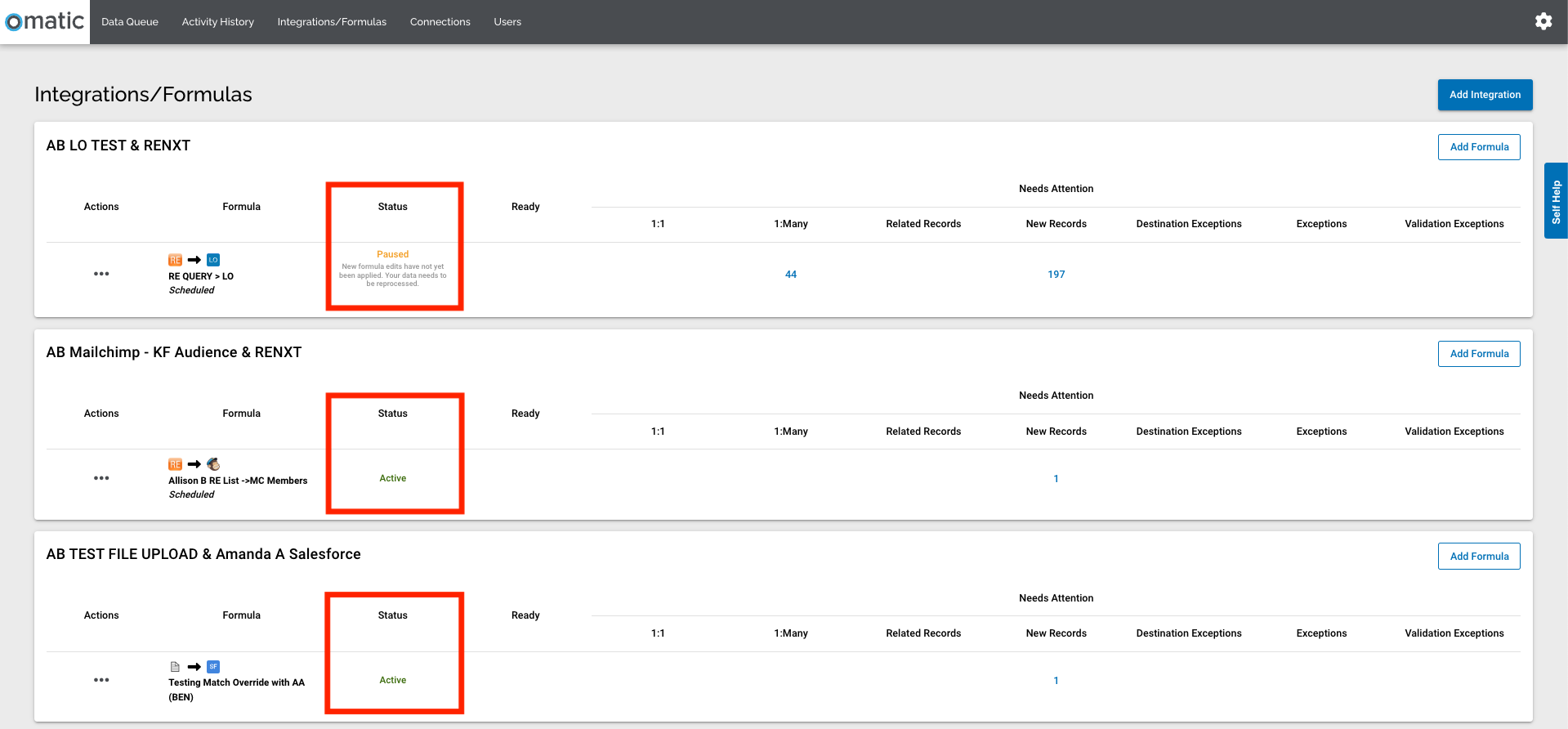 Integrations/Formulas - Overview