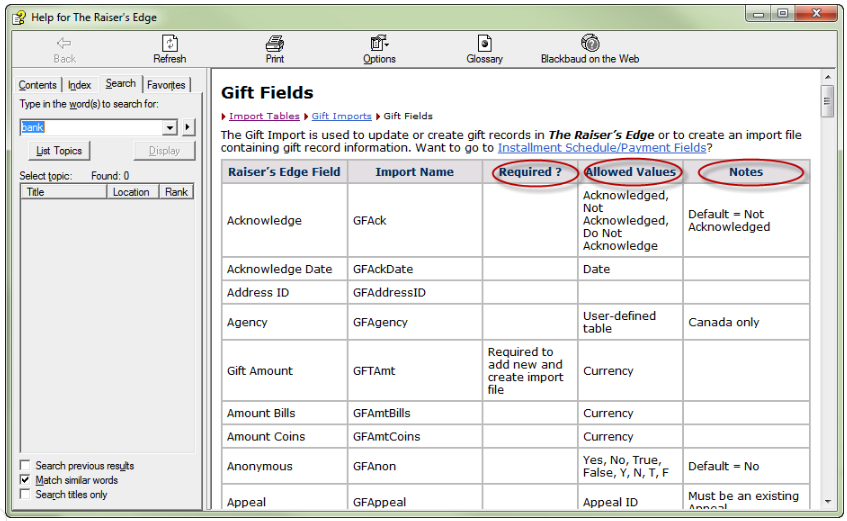 ImportOmatic - Appendix - Raiser's Edge Fields List