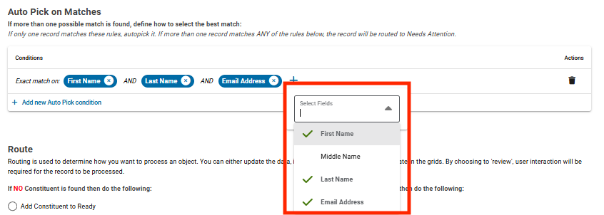 Auto Pick on Matches in Omatic Cloud