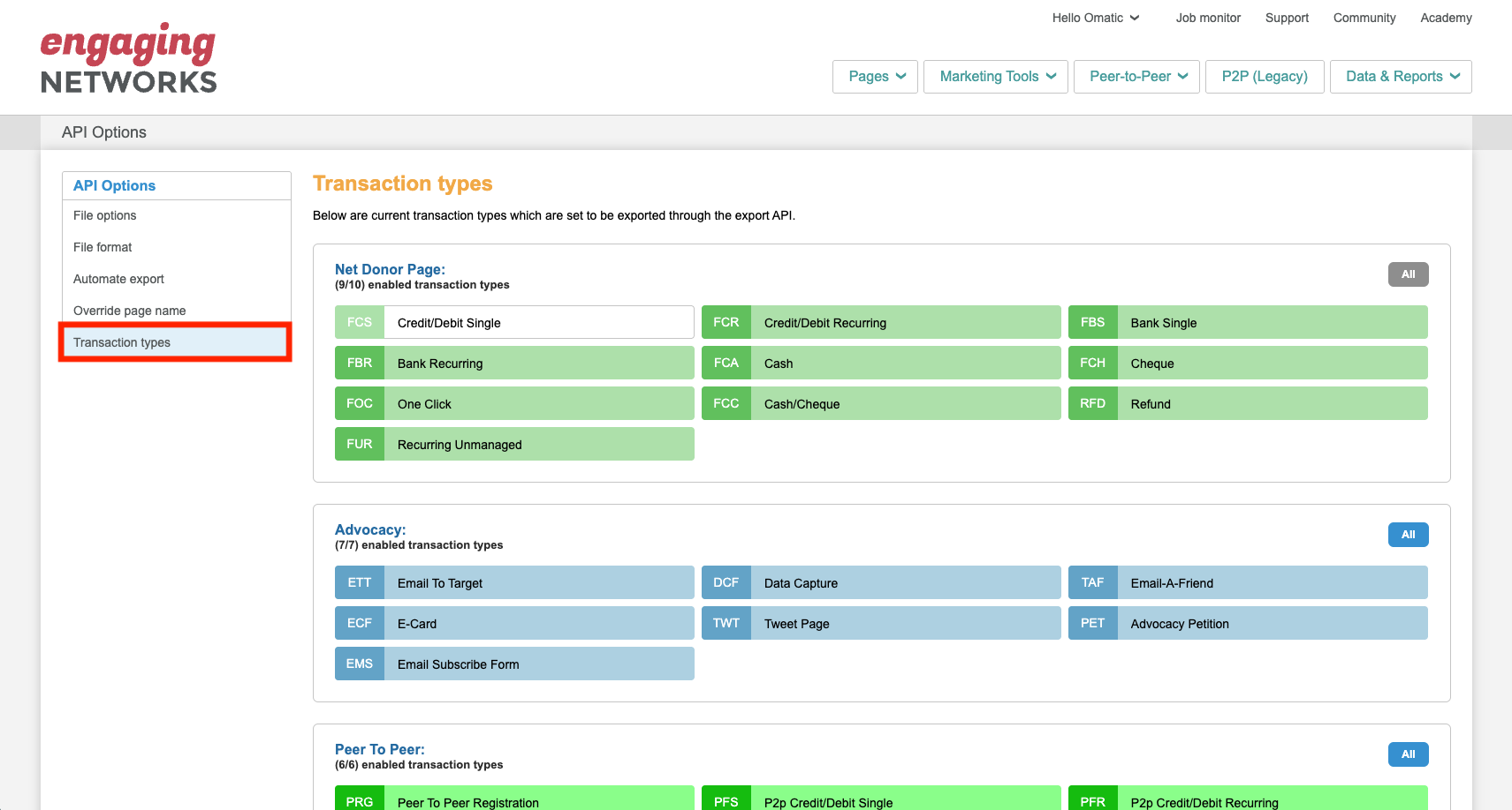 Issue: A Specific Type of Transaction from Engaging Networks Isn't ...