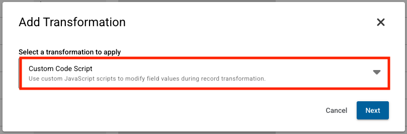 Custom Code Script Transformations
