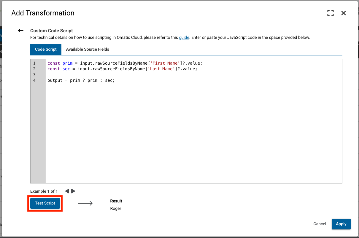 Custom Code Script Transformations