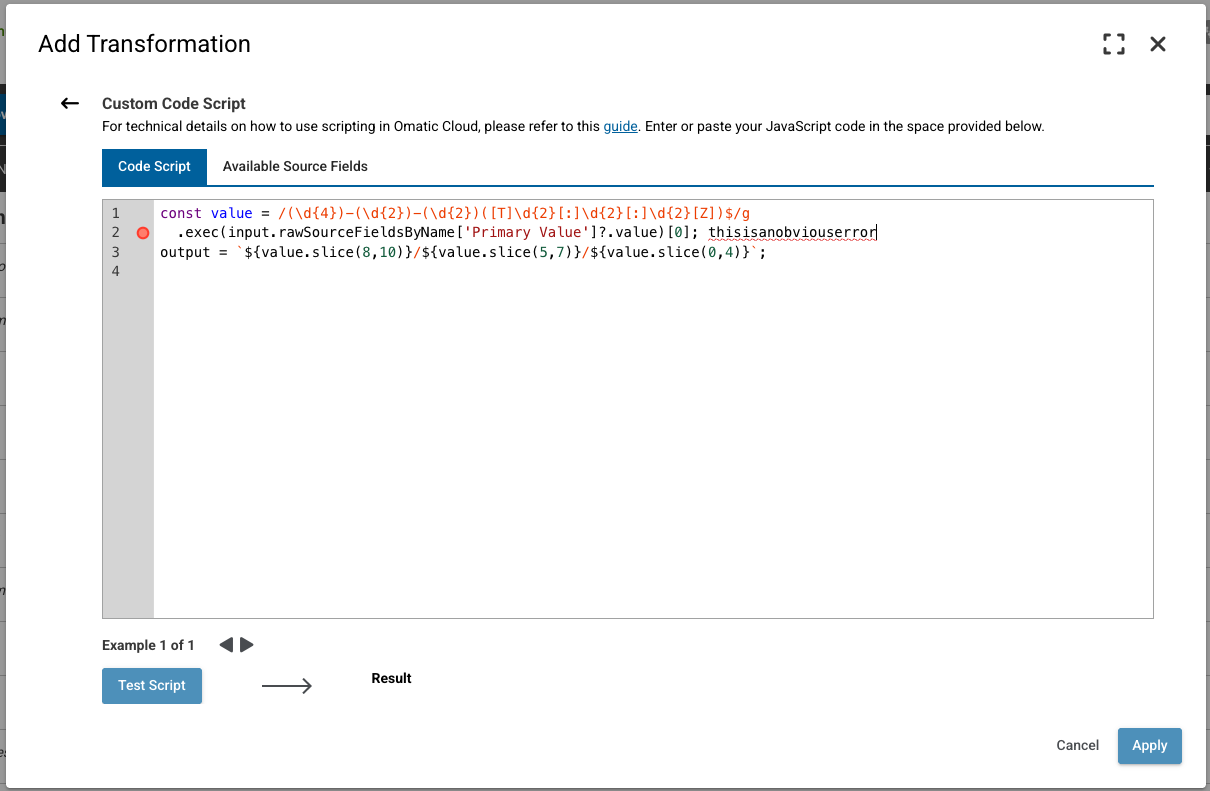 Custom Code Script Transformations